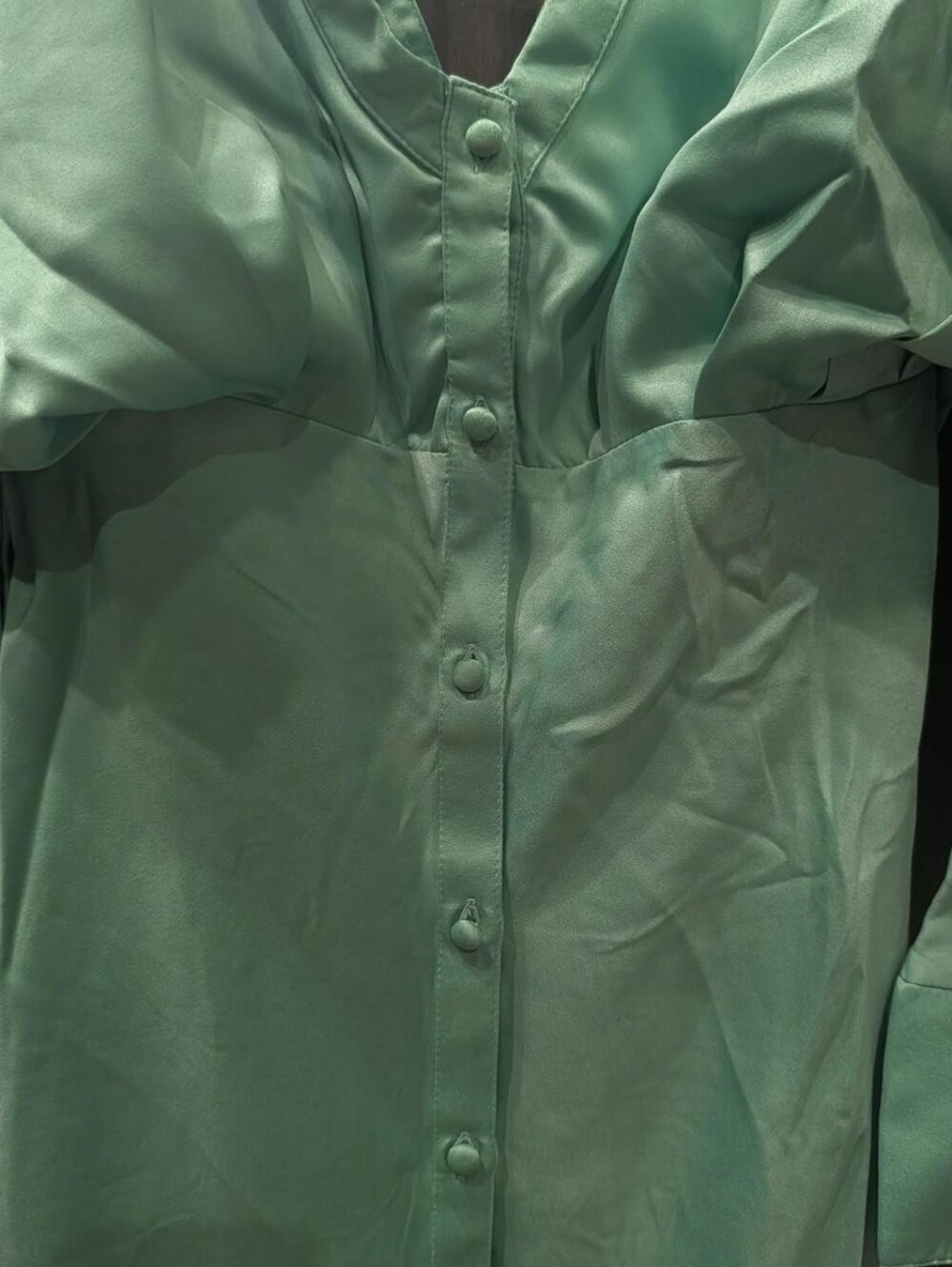 Women's Asos Green Button-Front Satin Dress Size 6 - Picture 5 of 7